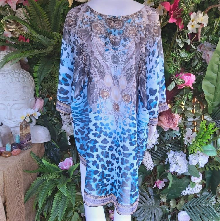 Relax Fit Bohemian Sheer Embellished Kaftan One Size 14 to 22