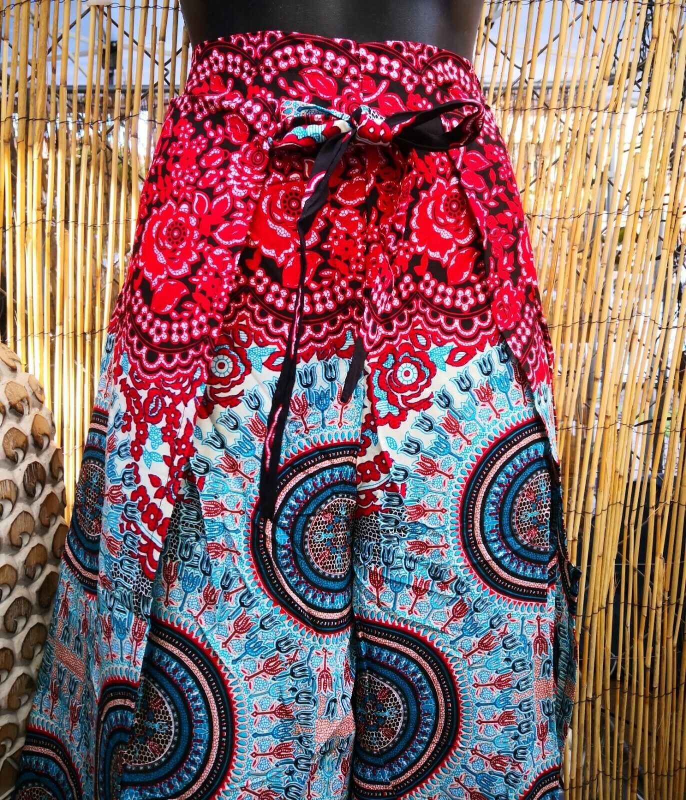 Paisley Bohemian Women Front Slit Wide Leg Pants