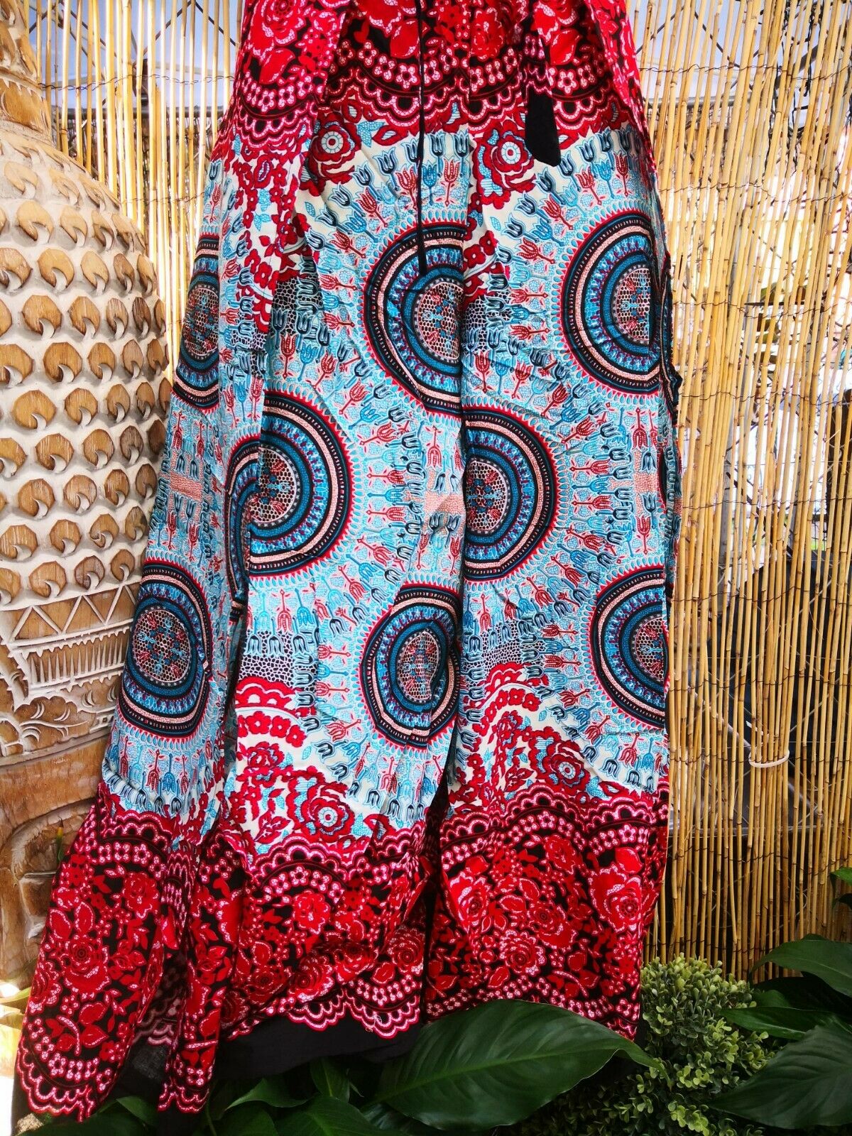 Paisley Bohemian Women Front Slit Wide Leg Pants