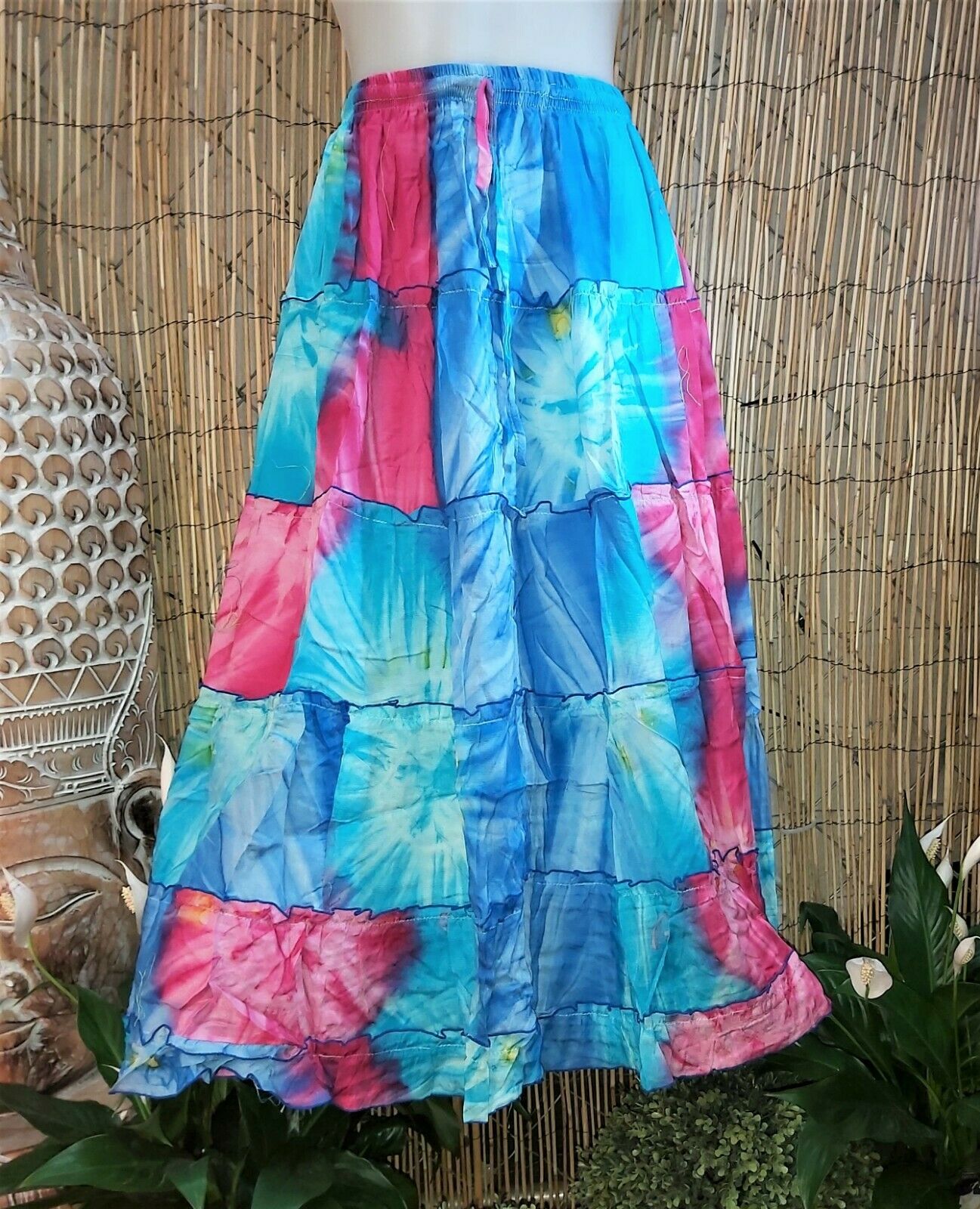 Tie Dye Gypsy Bohemian Maxi Skirt One Size 16 to 18
