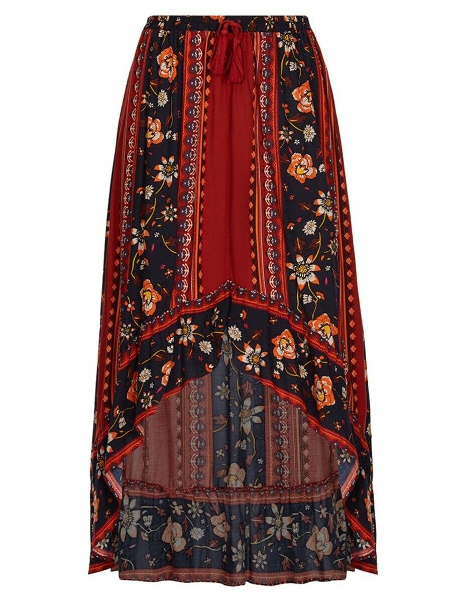 Crossroads Earth Tones Gypsy Floral Maxi Skirt
