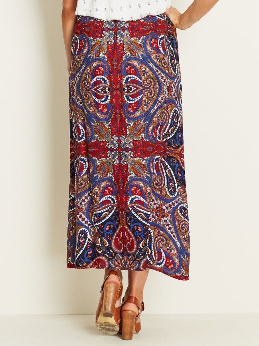 Crossroads Tassel Tie Paisley Elastic Waist Maxi Skirt