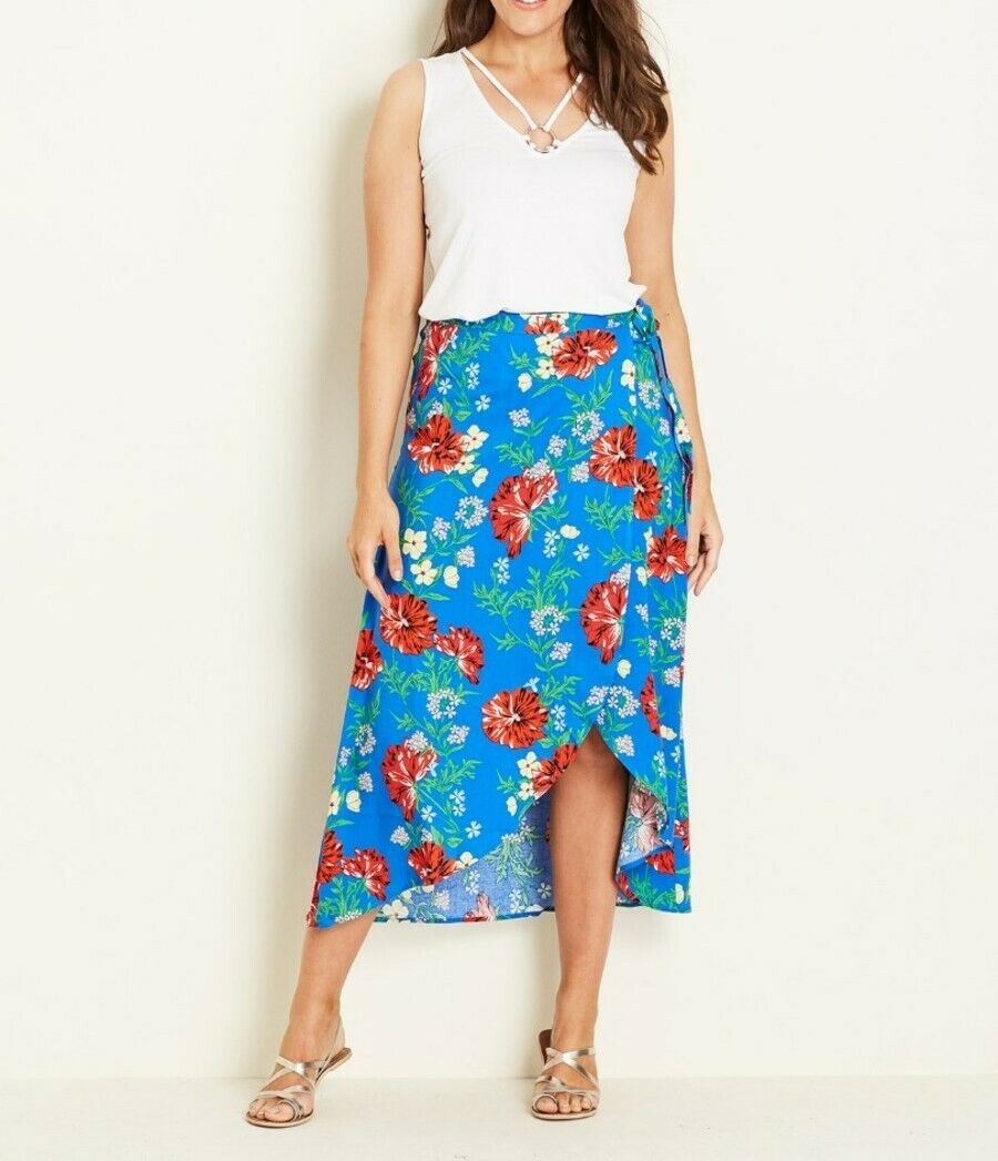 Blue wrap outlet maxi skirt