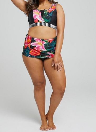 Plus Size Taking Shape Colourful Floral Bikini Bottom Skirt