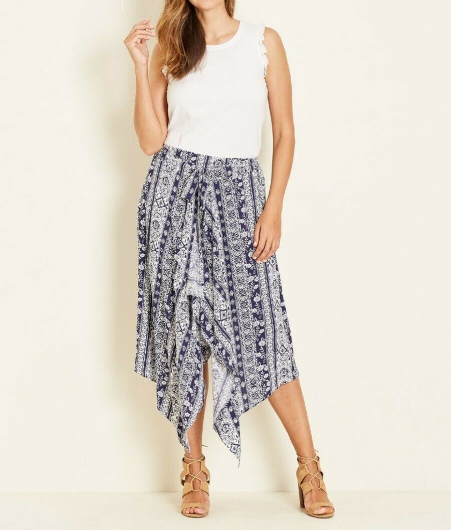 Crossroads Paisley Hanky Hem Maxi Skirt With Elastic Waist