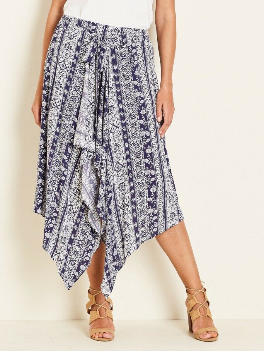 Crossroads Paisley Hanky Hem Maxi Skirt With Elastic Waist