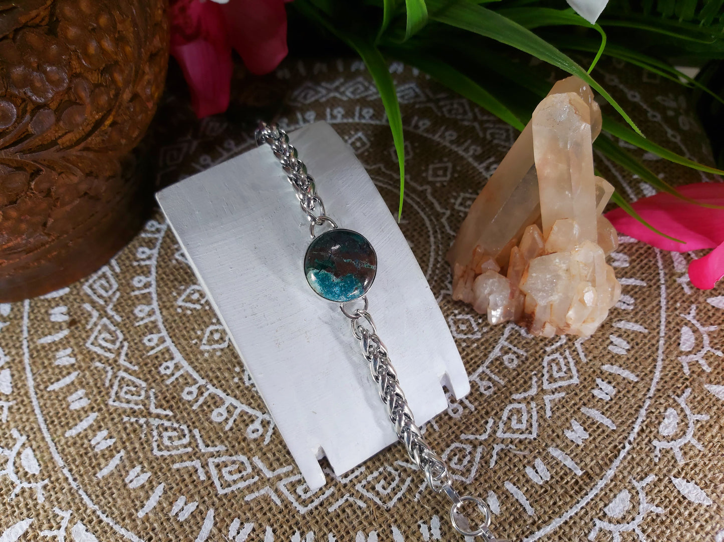 African Turquoise Gemstone Bracelet 20 cm (B16)