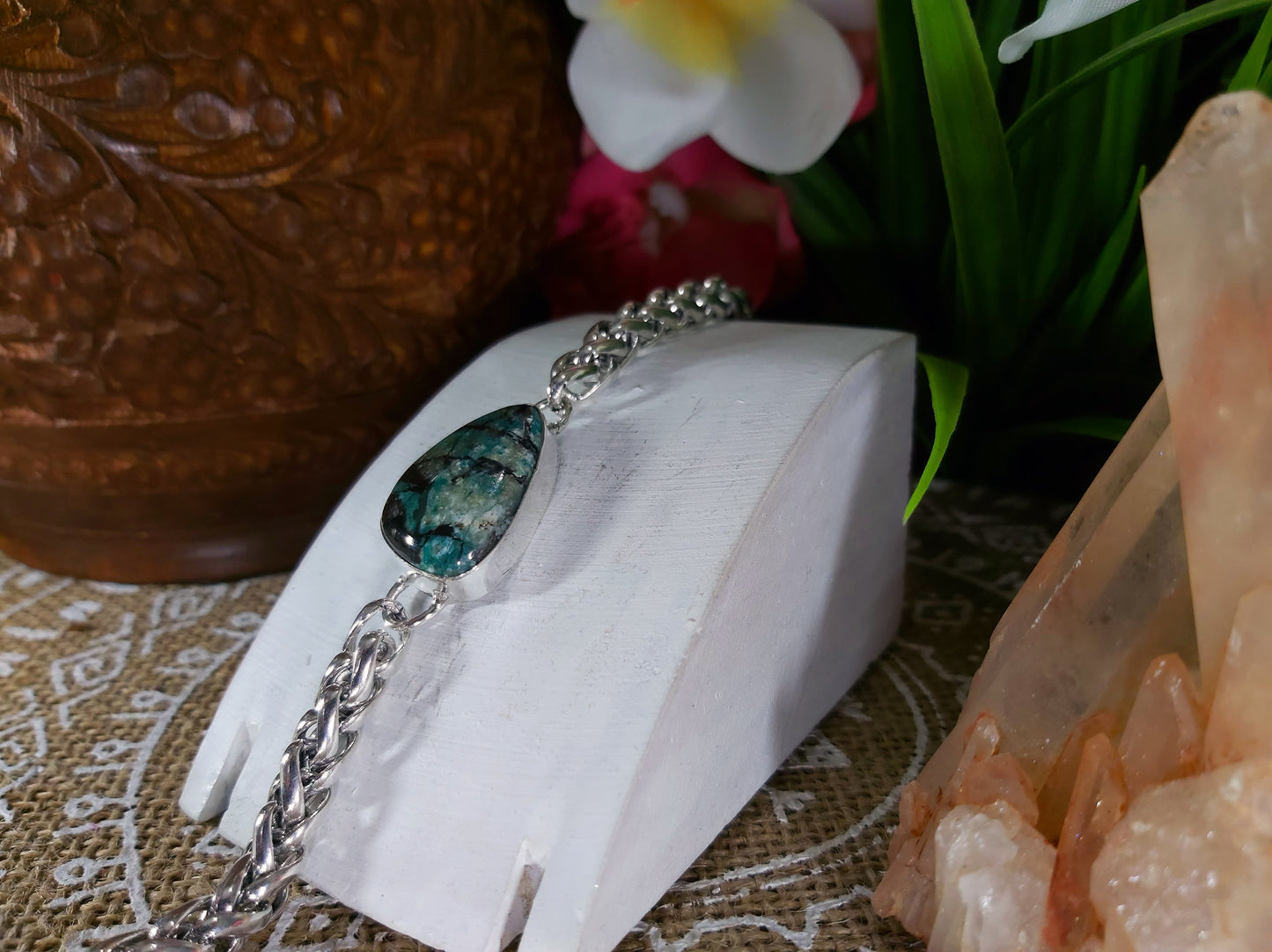 African Turquoise Gemstone Bracelet 20 cm (B17)