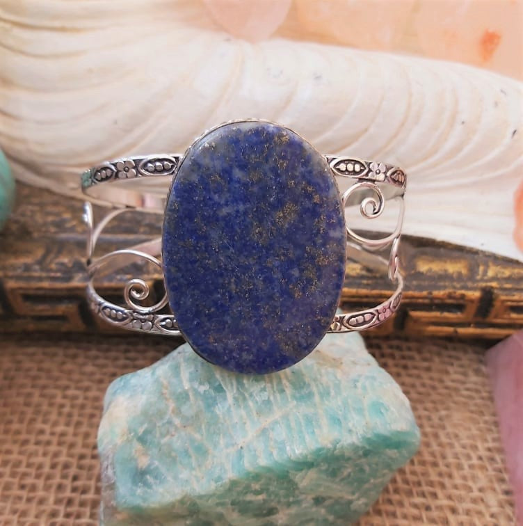 Lapis Lazuli Truth & Compassion Gemstone Bangle (B171)
