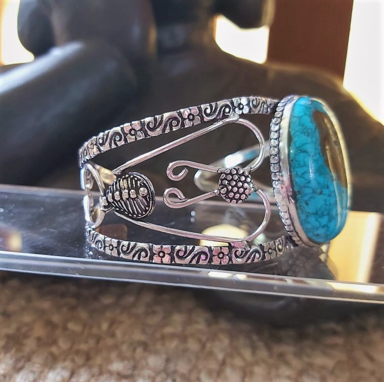 Turquoise Acceptance & Forgiveness Bangle Bracelet (B220)