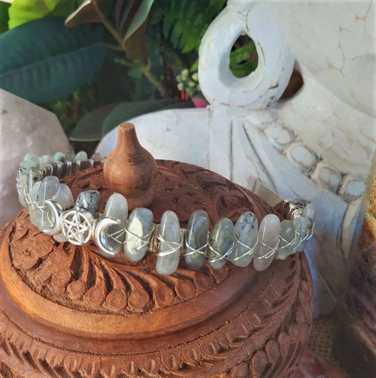 Labradorite Gemstone Crown Tiara Baroque Handmade (CR14)