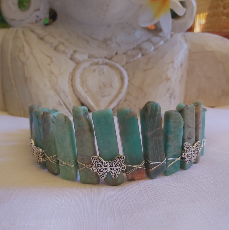 Amazonite Gemstone Crown Tiara Baroque Handmade (CR16)