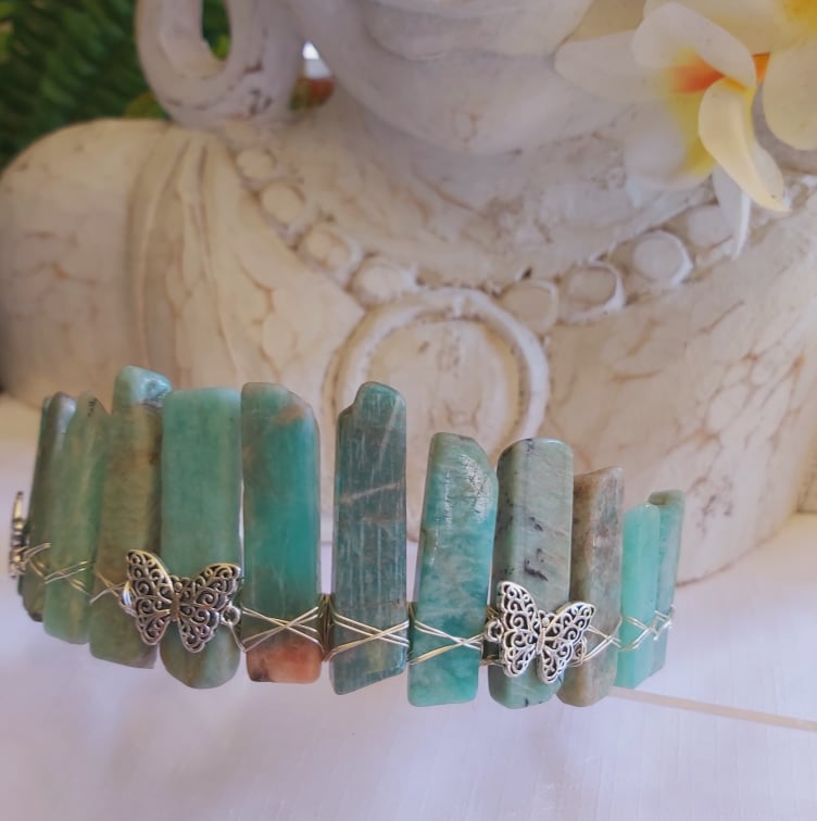 Amazonite Gemstone Crown Tiara Baroque Handmade (CR16)