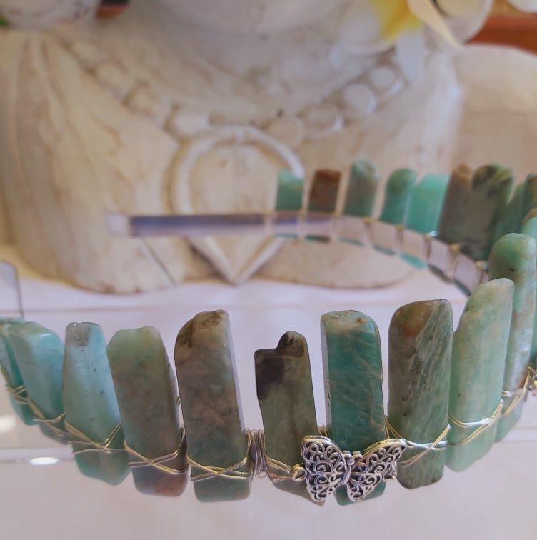 Amazonite Gemstone Crown Tiara Baroque Handmade (CR16)