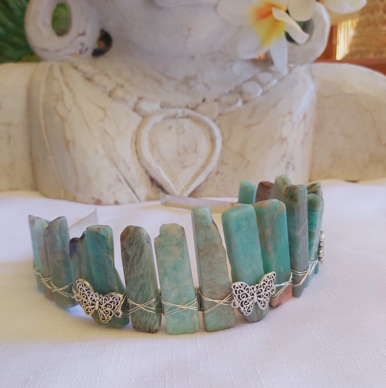 Amazonite Gemstone Crown Tiara Baroque Handmade (CR16)