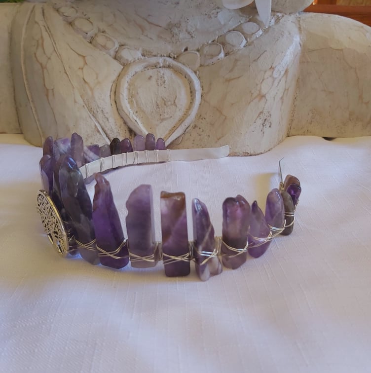 Amethyst Gemstone Crown Tiara Baroque Handmade (CR22)