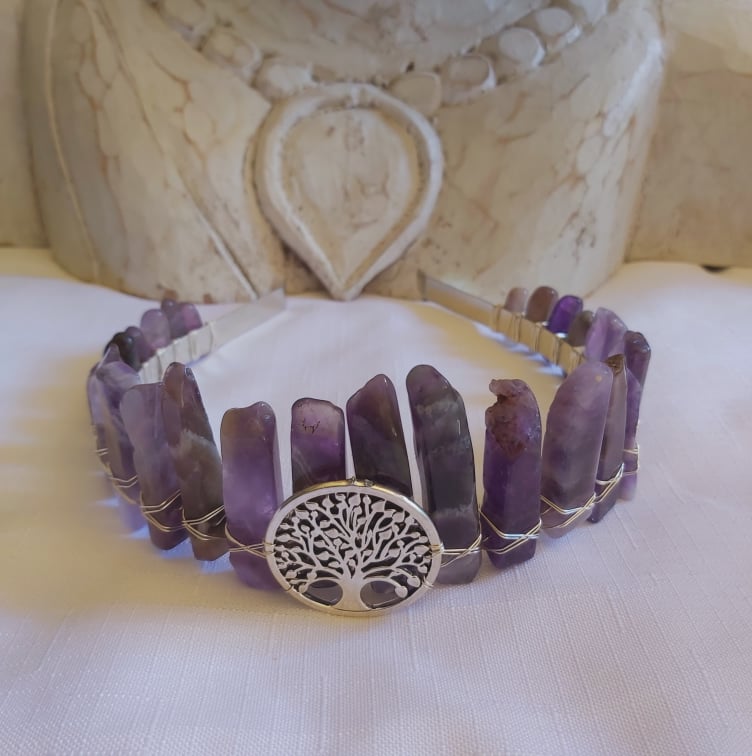 Amethyst Gemstone Crown Tiara Baroque Handmade (CR22)