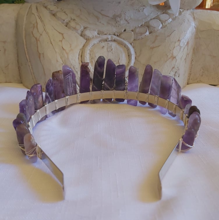 Amethyst Gemstone Crown Tiara Baroque Handmade (CR22)