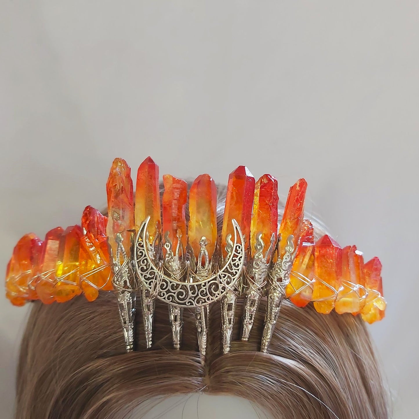Quartz Crystal Gemstone Crown Tiara Handmade (CR42)