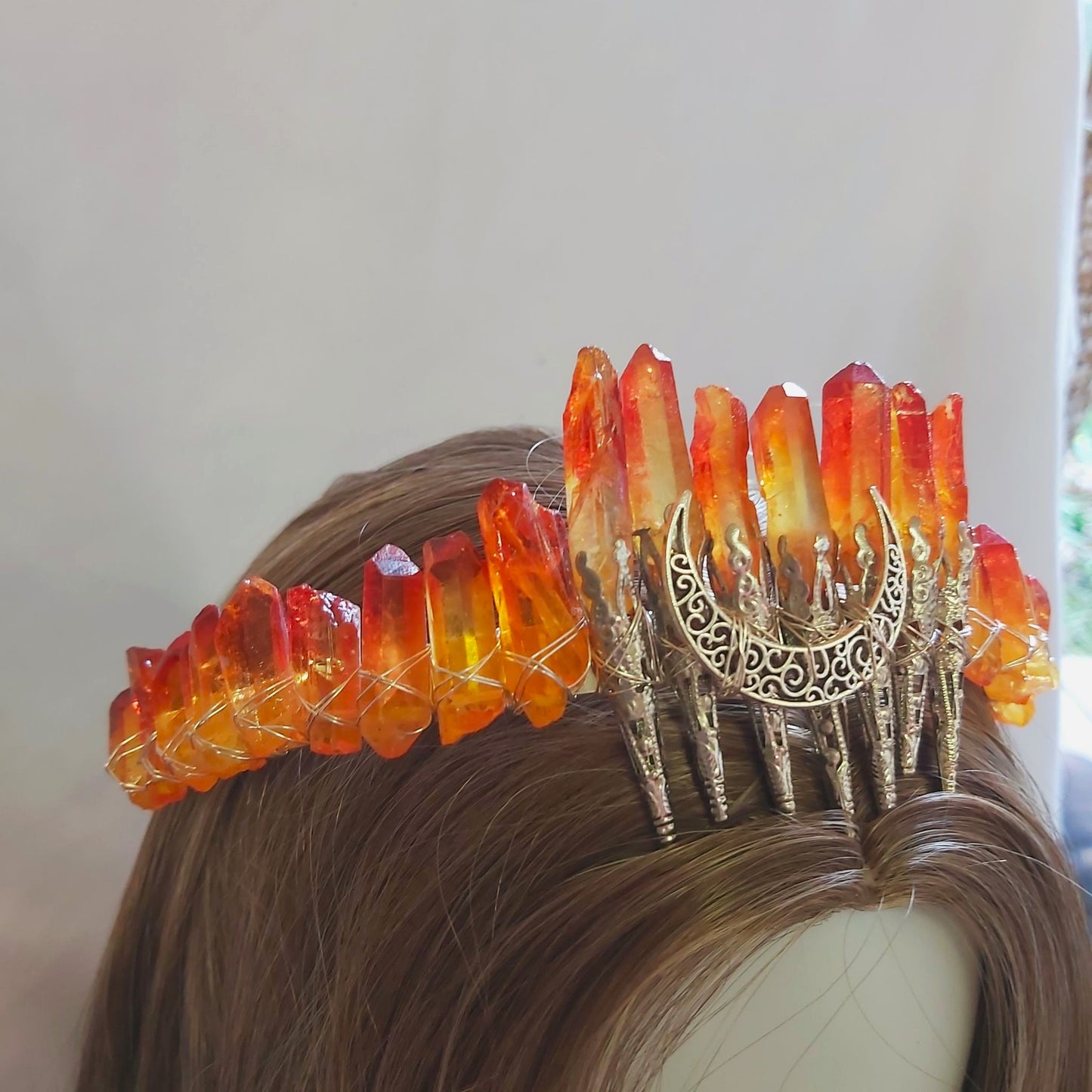 Quartz Crystal Gemstone Crown Tiara Handmade (CR42)