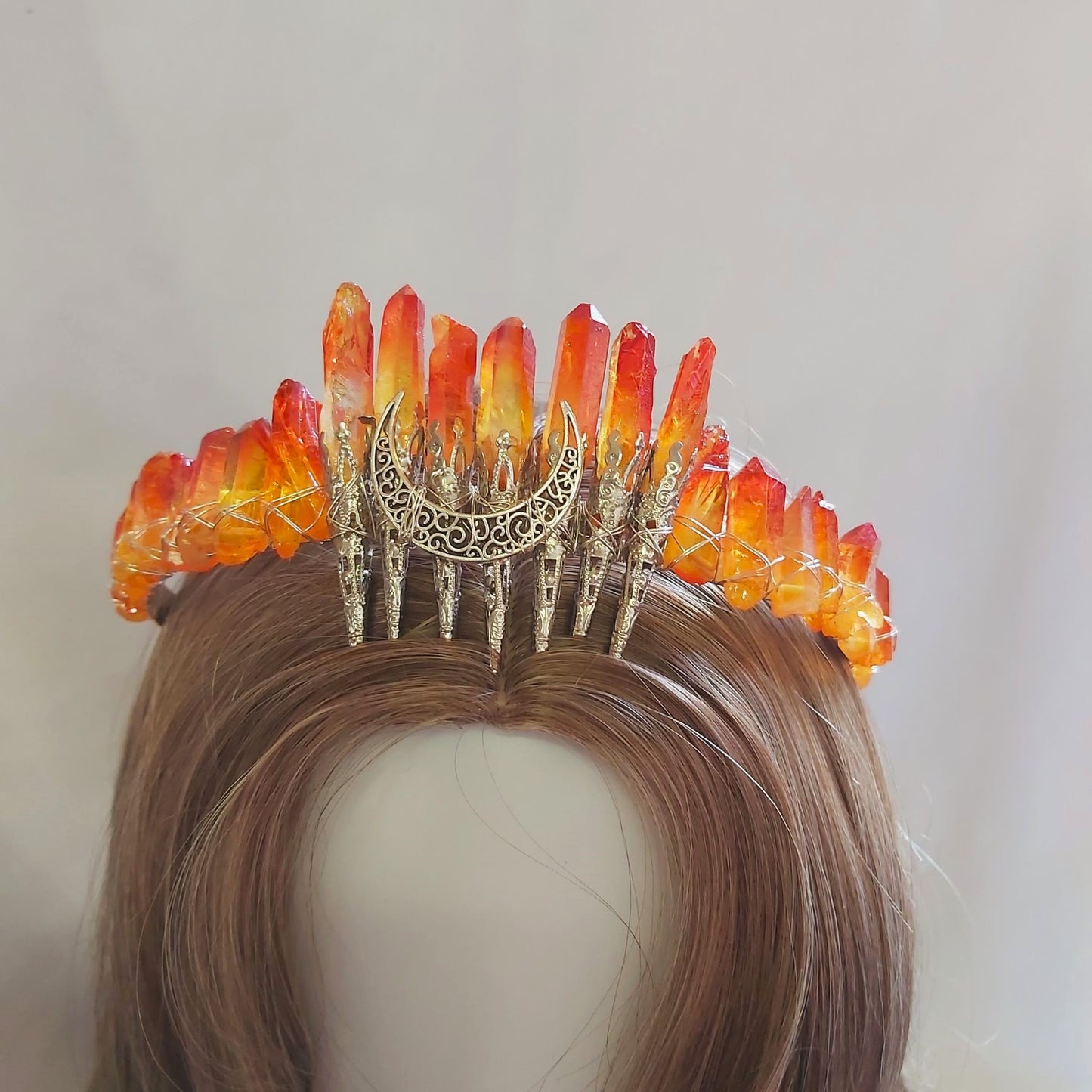 Quartz Crystal Gemstone Crown Tiara Handmade (CR42)