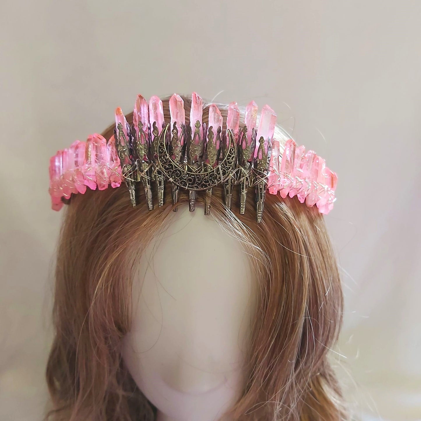 Quartz Crystal Gemstone Crown Tiara Handmade (CR45)