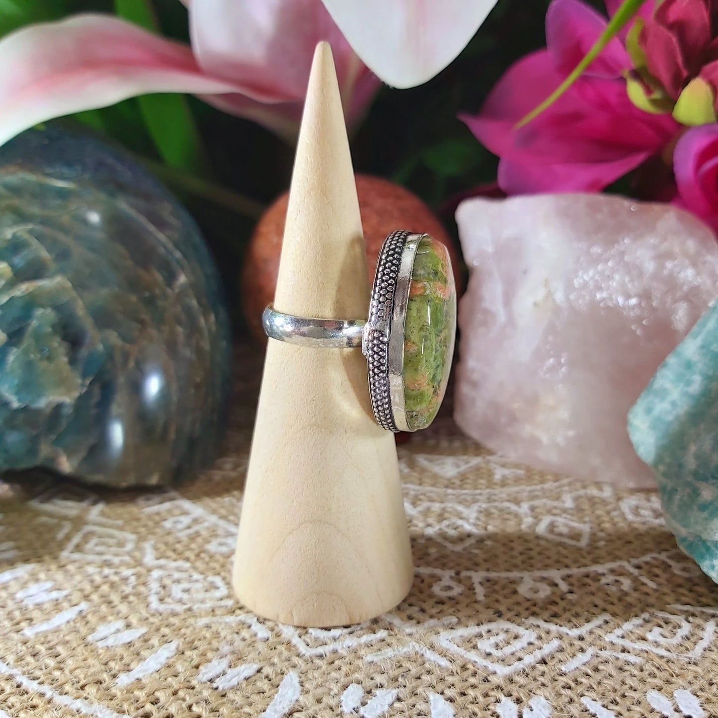 Unakite Emotional Release Ring Size US 9 (E1068)