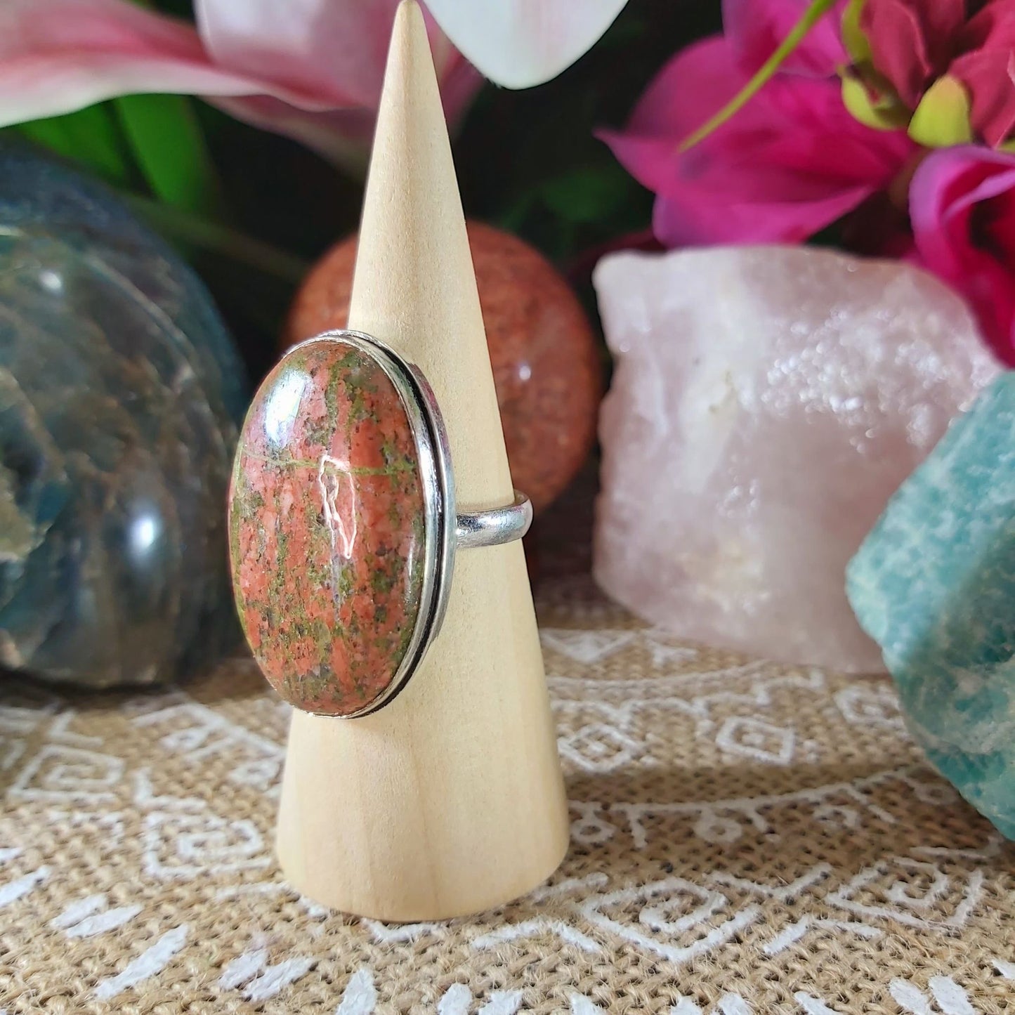 Unakite Emotional Release Ring Size US 9 (E1071)