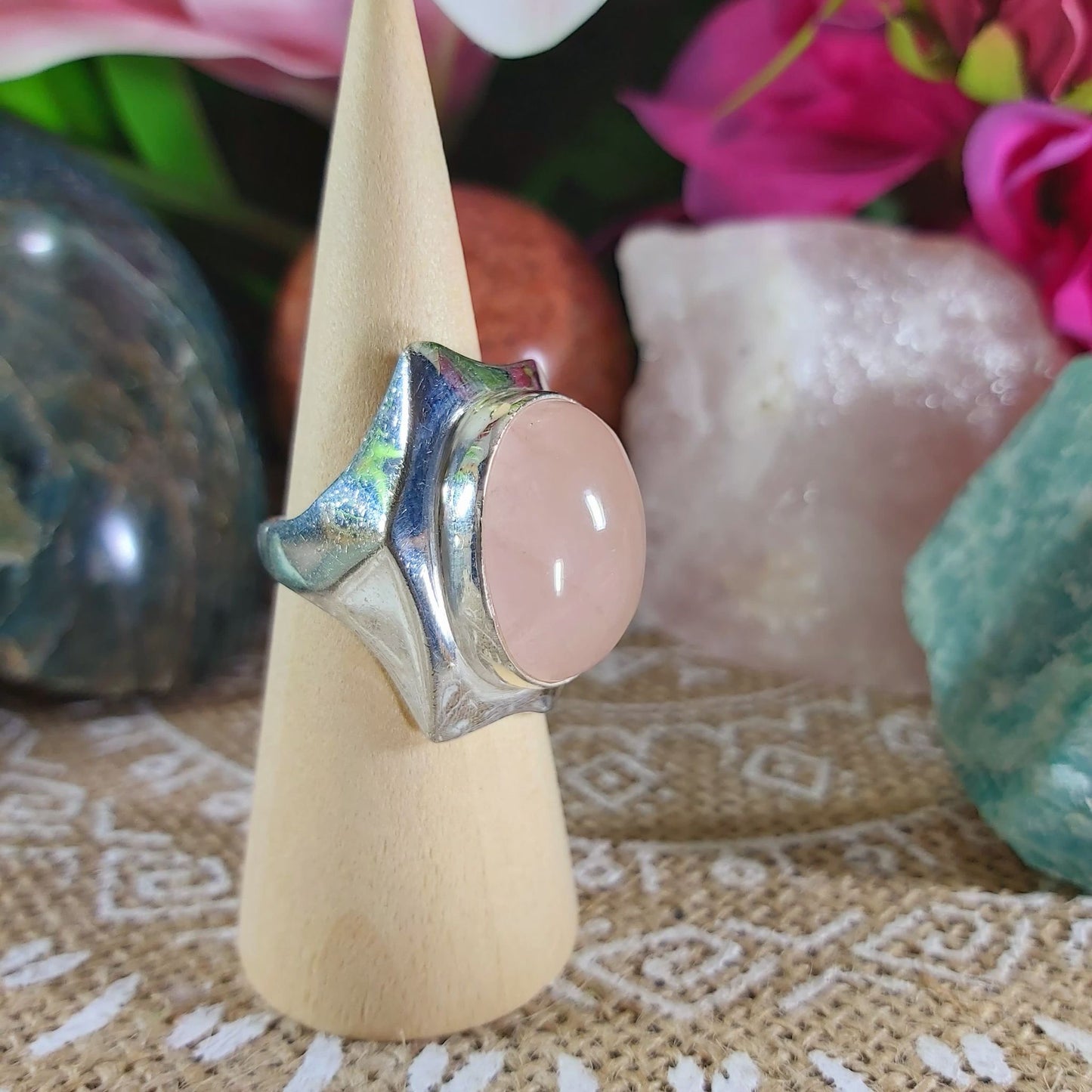 Rose Quartz True Love Ring Size US 9 (E1127)