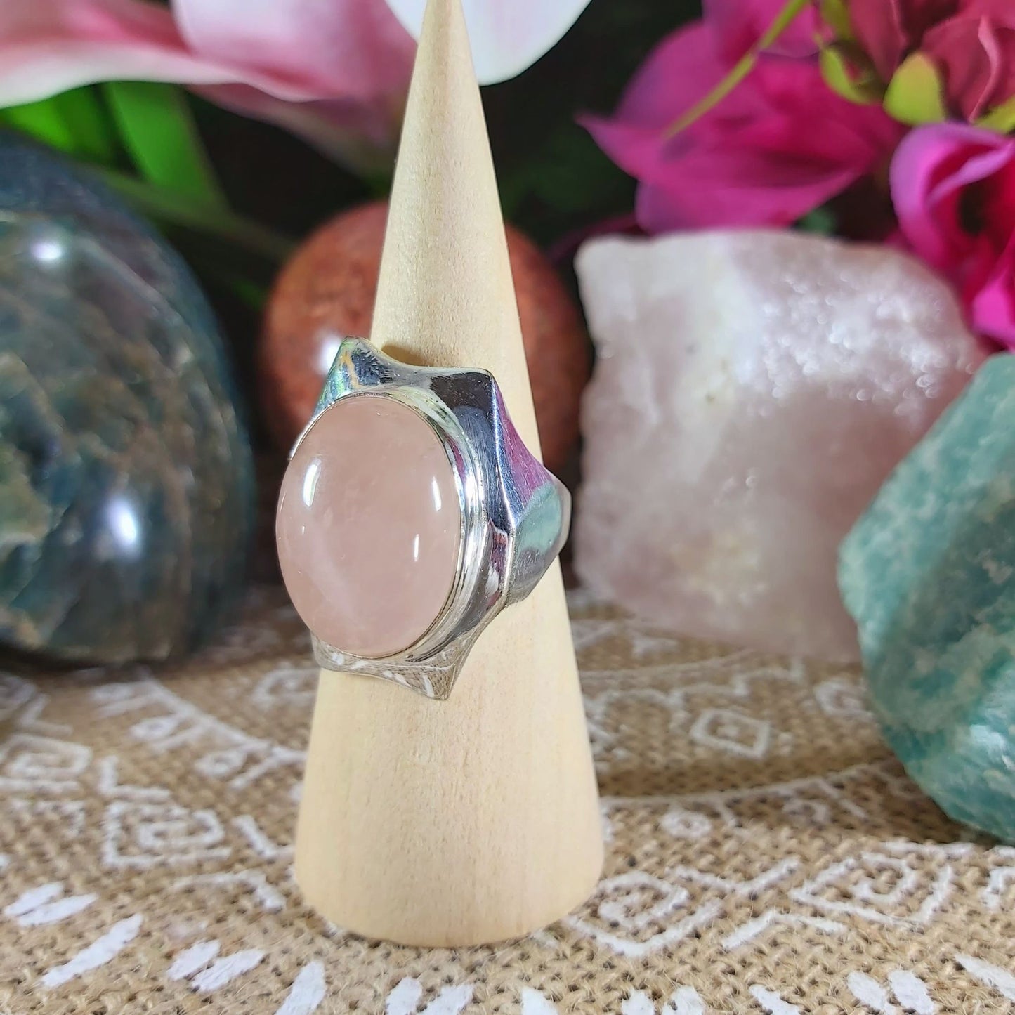 Rose Quartz True Love Ring Size US 9 (E1127)