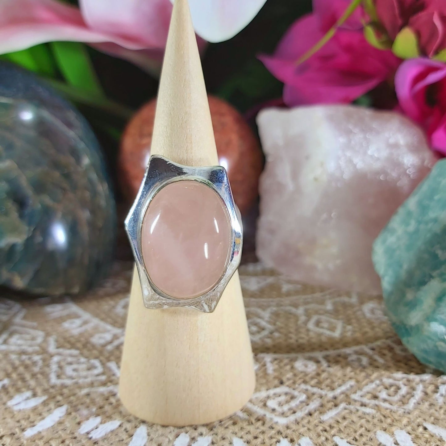 Rose Quartz True Love Ring Size US 9 (E1127)