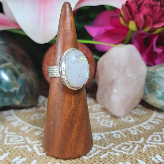 Free Spirit Rainbow Moonstone Ring Size US 6 (E1219)