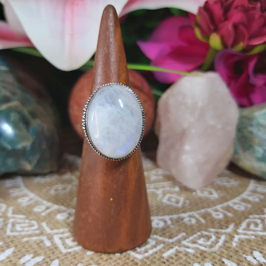 Rainbow Moonstone Ring Size US 8.5 (E1220)