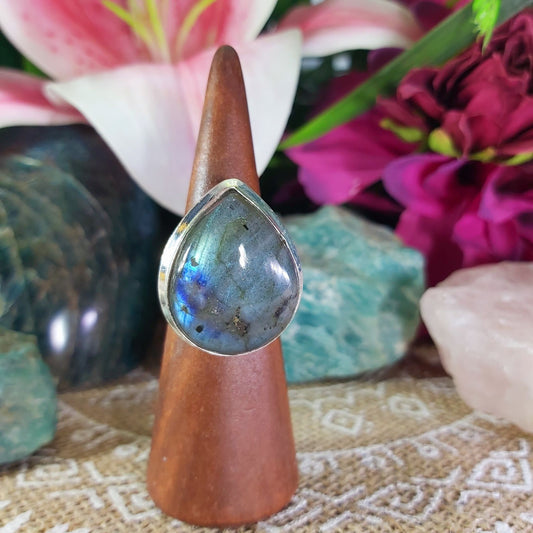 Labradorite Inner Spirit & Psychic Protection Gemstone Ring US 7 (E1267)