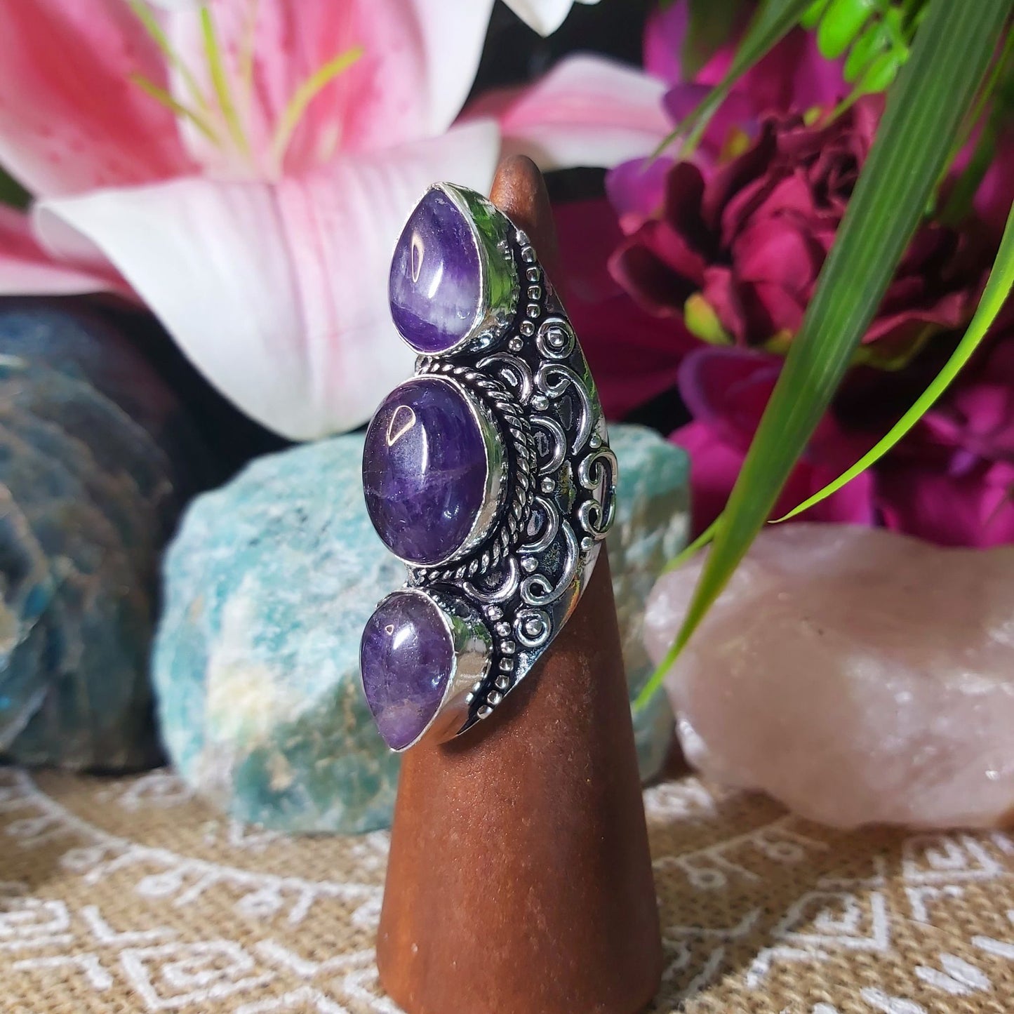 Amethyst Soul Star Protection Ring Size US 6 (E1314)