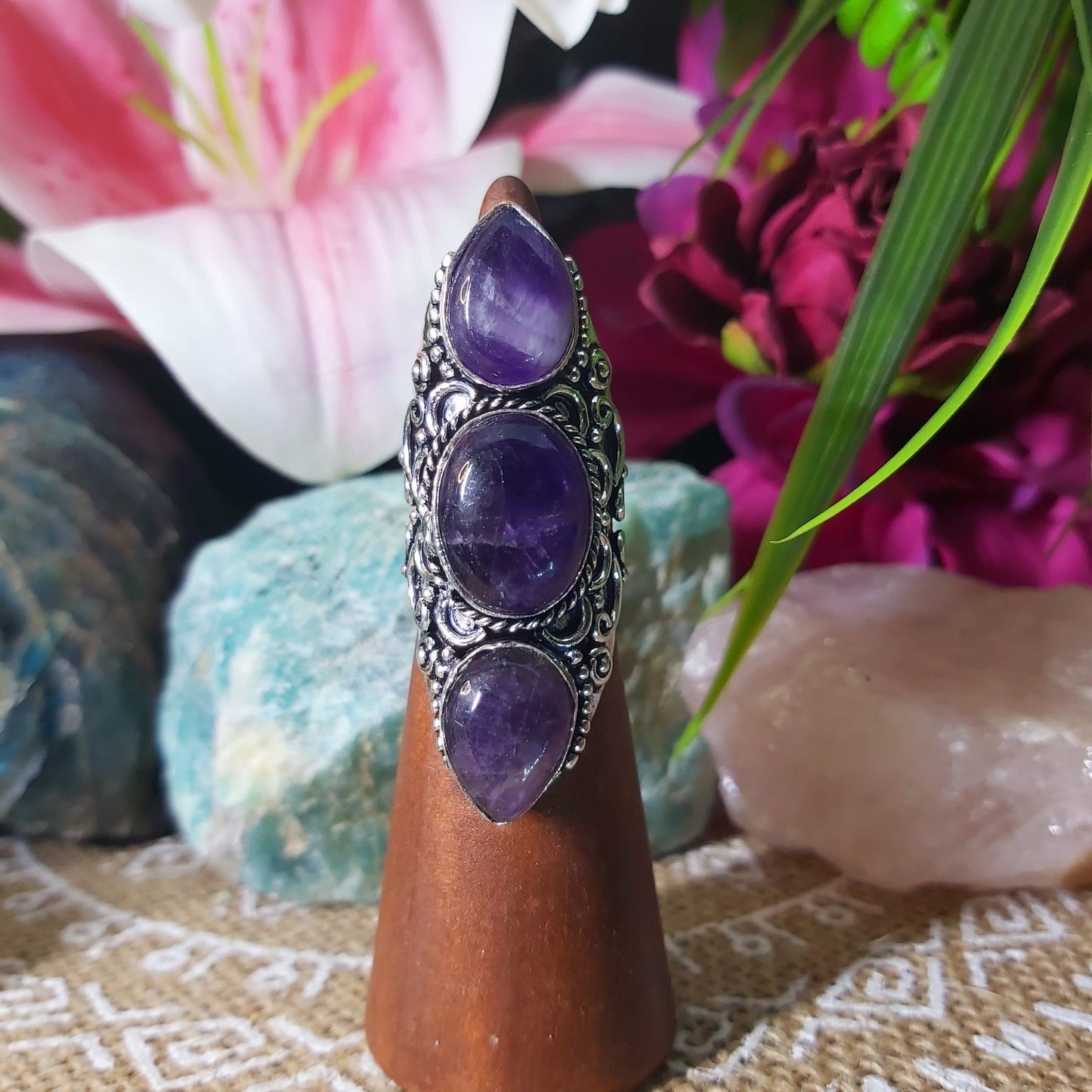 Amethyst Soul Star Protection Ring Size US 6 (E1314)