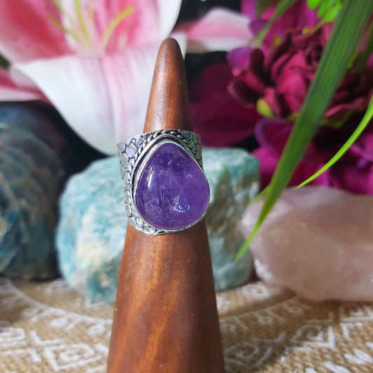 Amethyst Soul Star Protection Ring Size US 6.5 (E1315)