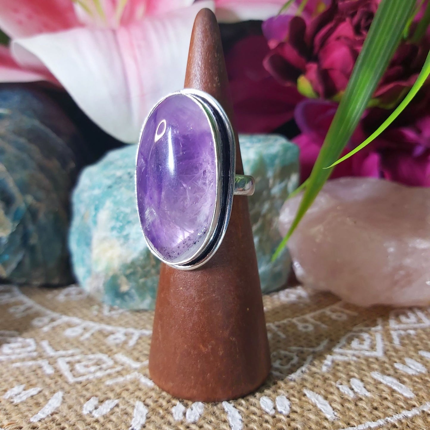 Amethyst Soul Star Protection Ring Size US 8 (E1319)