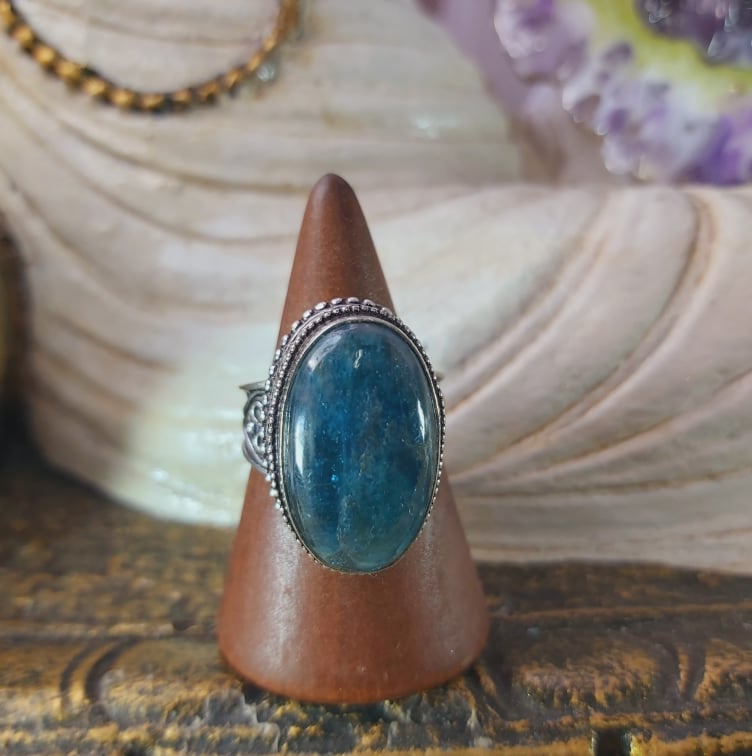 Apatite Third Eye Gemstone Ring US 9 (E1539)