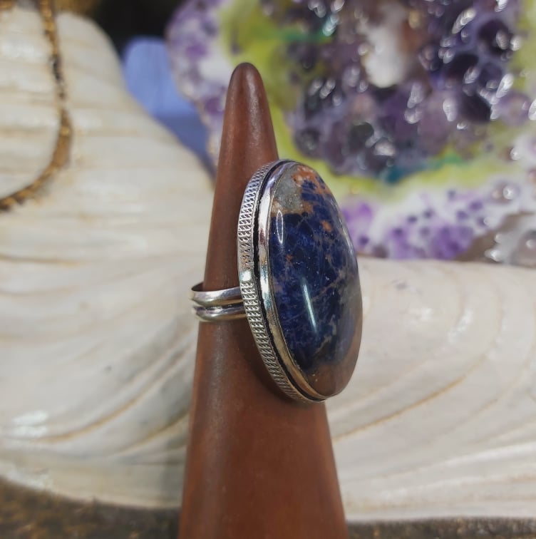 Sodalite Intuition & Self-Trust Gemstone Ring US 6.5 (E1596)