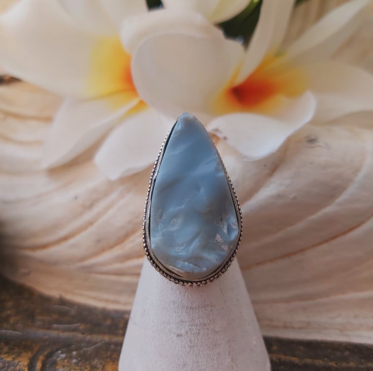 Owyhee Blue Opal Angelic Gemstone Ring US 6 (E1848)