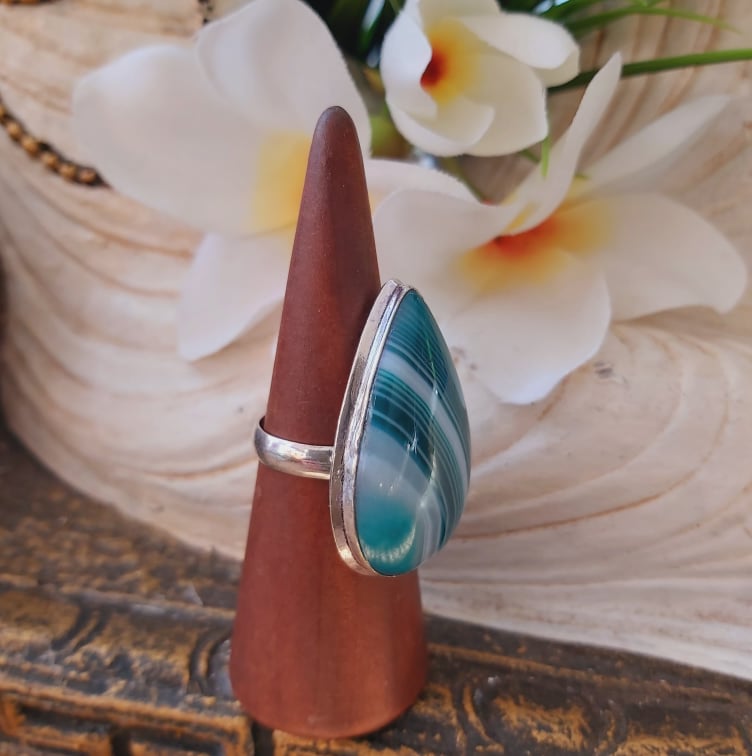 Agate Physical Wellbeing Gemstone Ring US 10 (E1868)