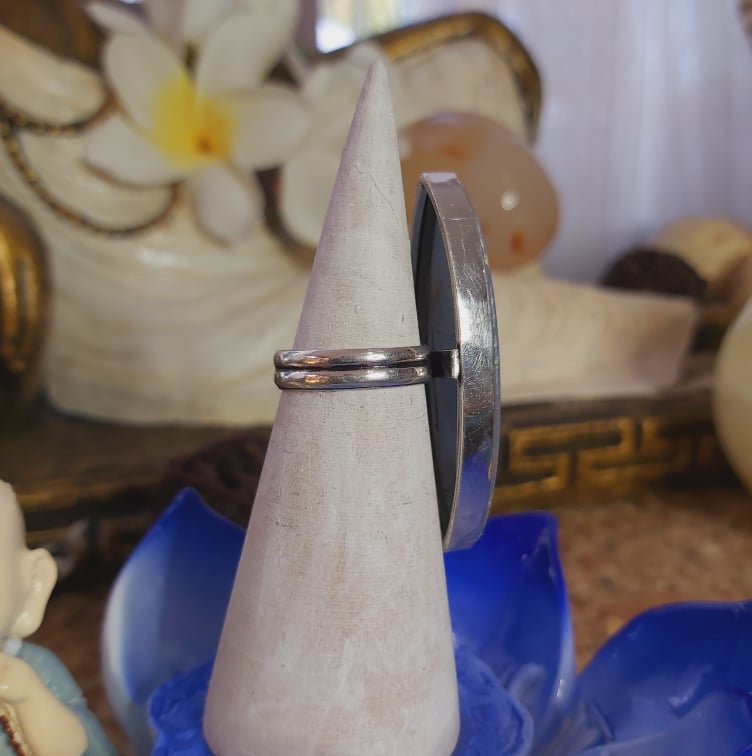 Angelite Inner Peace Gemstone Ring Size US 6 (E2067)