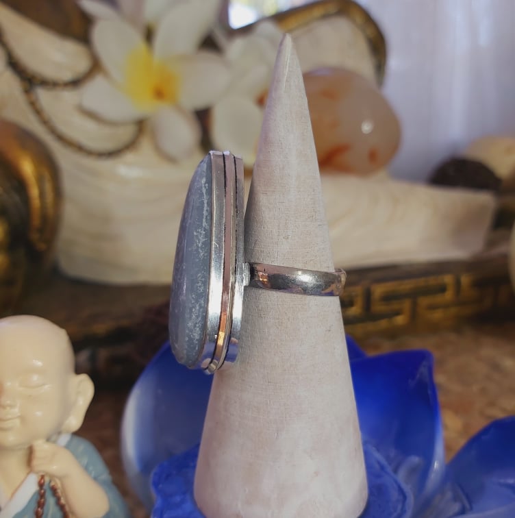 Angelite Inner Peace Gemstone Ring Size US 8.5 (E2069)