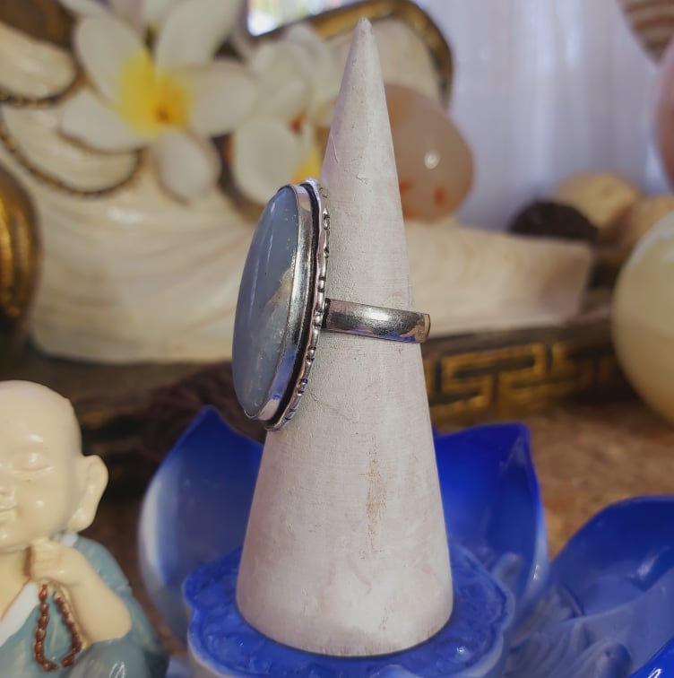 Angelite Inner Peace Gemstone Ring Size US 9.5 (E2070)