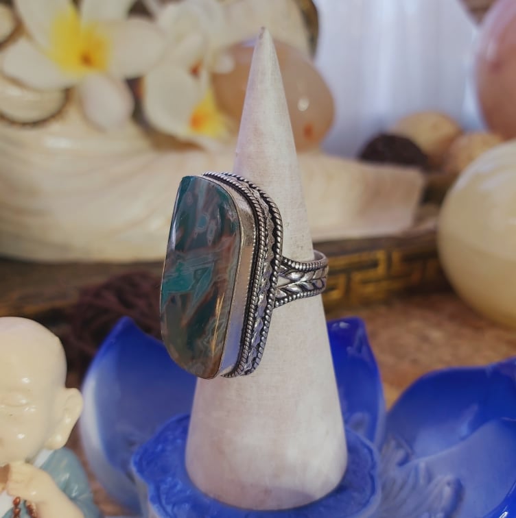 Agate Physical Wellbeing Gemstone Ring US 9 (E2093)