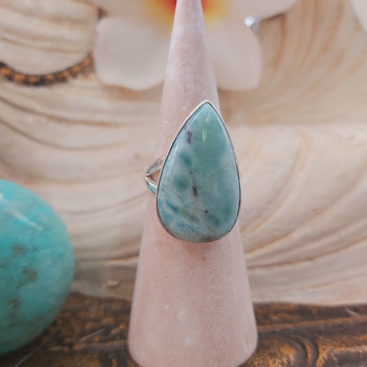 Larimar Emotional Healing Gemstone Ring US 8 (E2168)