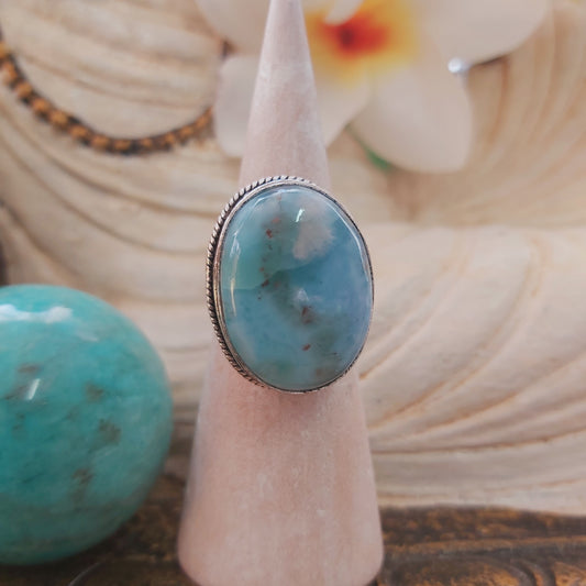 Larimar Emotional Healing Gemstone Ring US 8 (E2169)