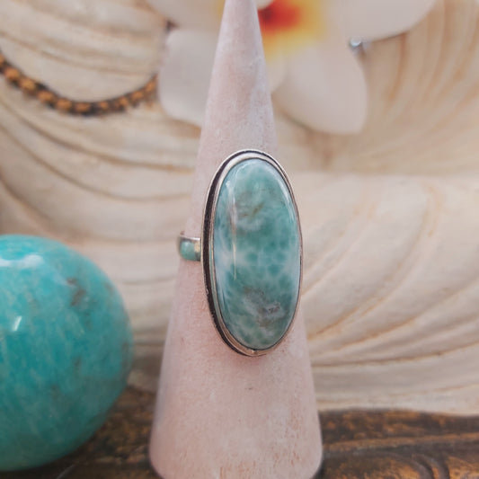 Larimar Emotional Healing Gemstone Ring US 7.5 (E2177)