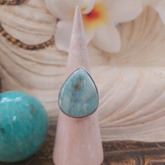 Larimar Emotional Healing Gemstone Ring US 9 (E2178)